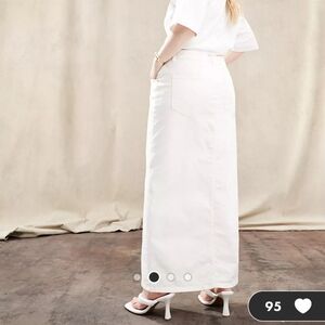 ASOS Curve Denim Maxi Skirt in Ecru Size 14